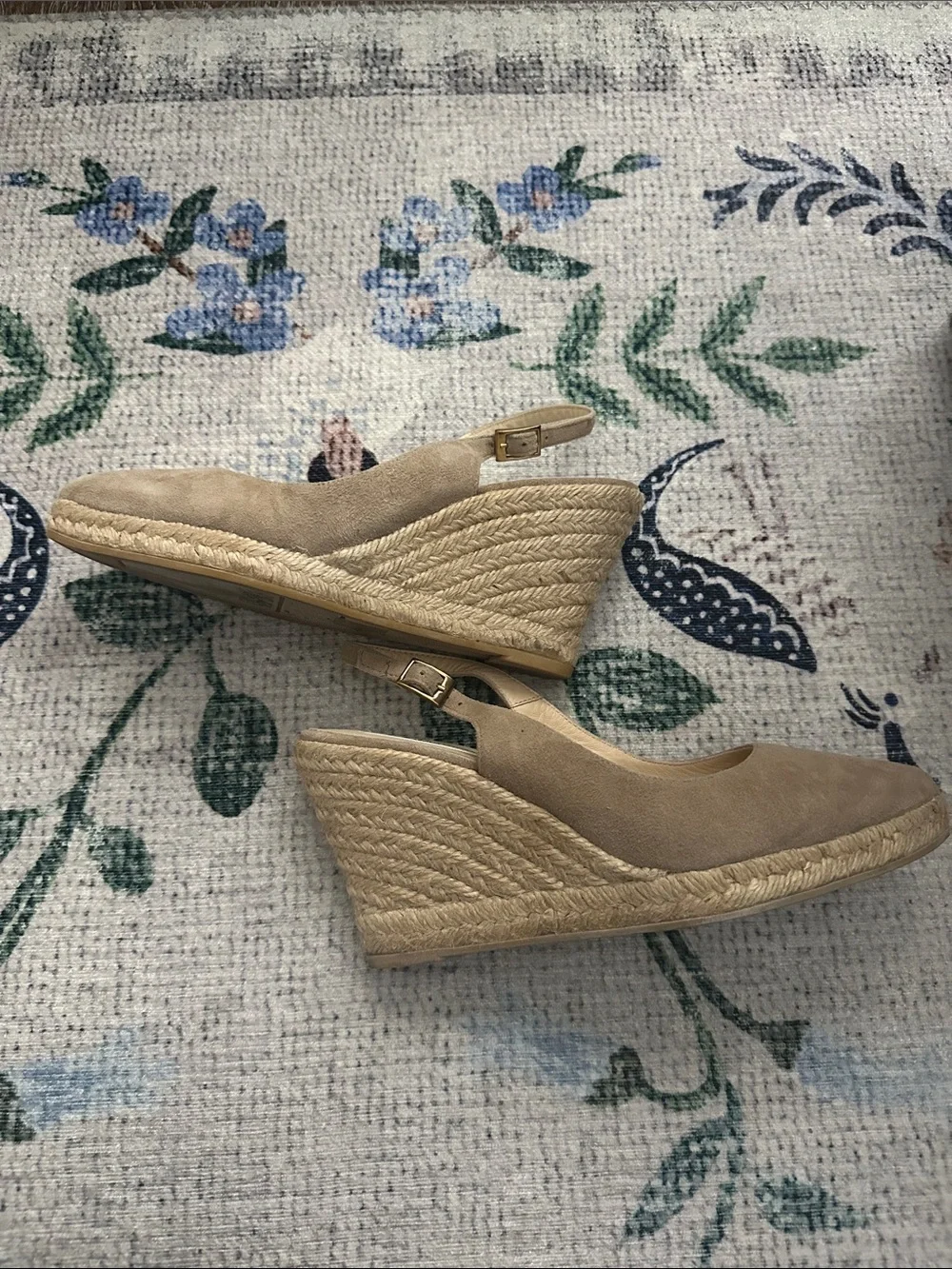 LK Bennett Taupe Suede Espadrille Slingback Pumps